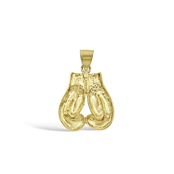 14K Yellow Gold Boxing Gloves Pendant Charm Sports Jewelry 0.9 inch - Picture 2 of 3